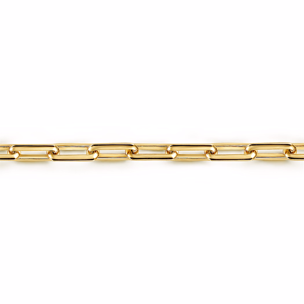 Men’s 14K Yellow Gold Elongated Link Chain Bracelet 8″ Bracelets 3