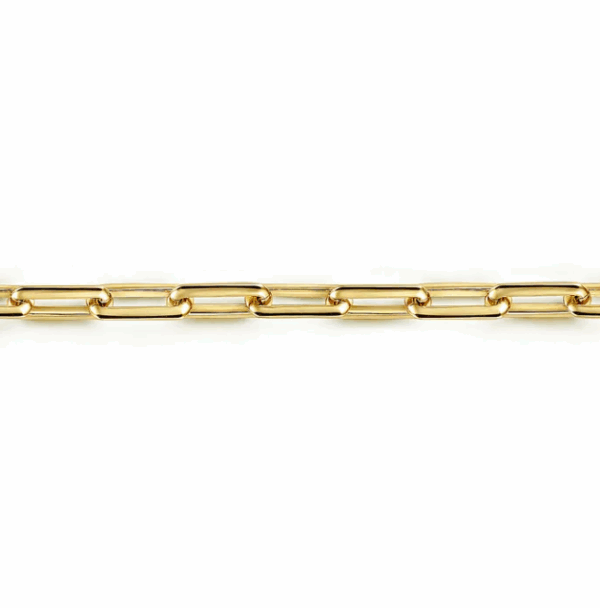 14K Yellow Gold Men’s Solid Elongated Chain Bracelet 8″ Bracelets 9