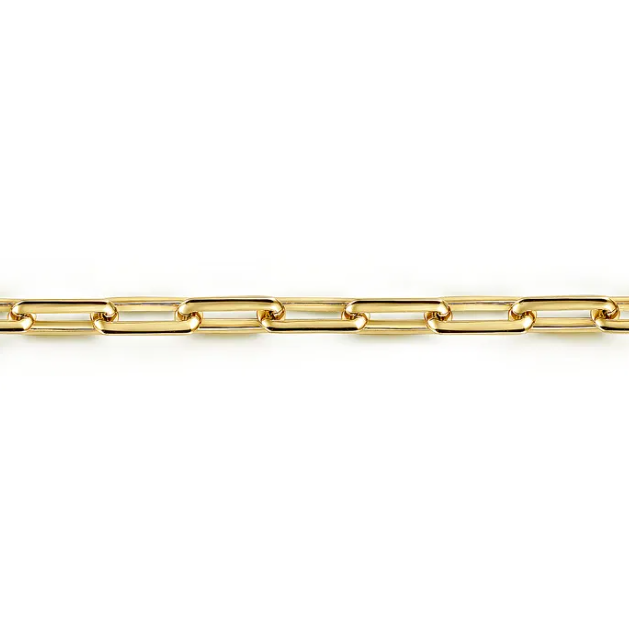 14K Yellow Gold Men’s Solid Elongated Chain Bracelet 8″ Bracelets 3