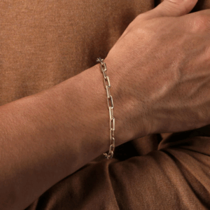 14K Yellow Gold Men's Solid Elongated Chain Bracelet 8