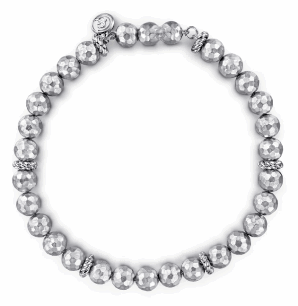 Sterling Silver Men’s Faceted Bead Bracelet 8″ Bracelets 7