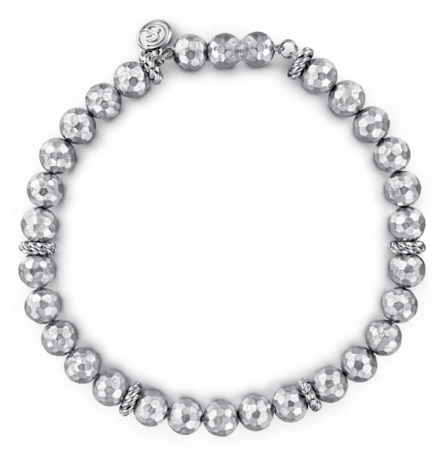 Sterling Silver Men’s Faceted Bead Bracelet 8″ Bracelets