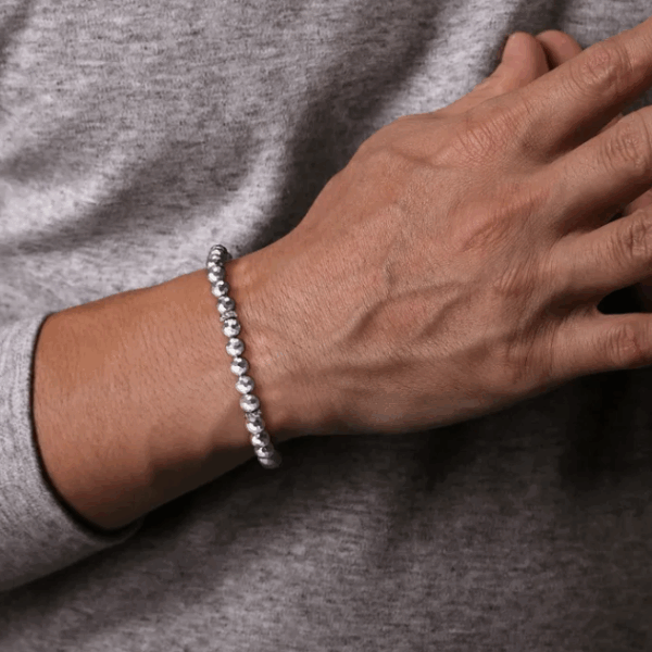 Sterling Silver Men’s Faceted Bead Bracelet 8″ Bracelets 8