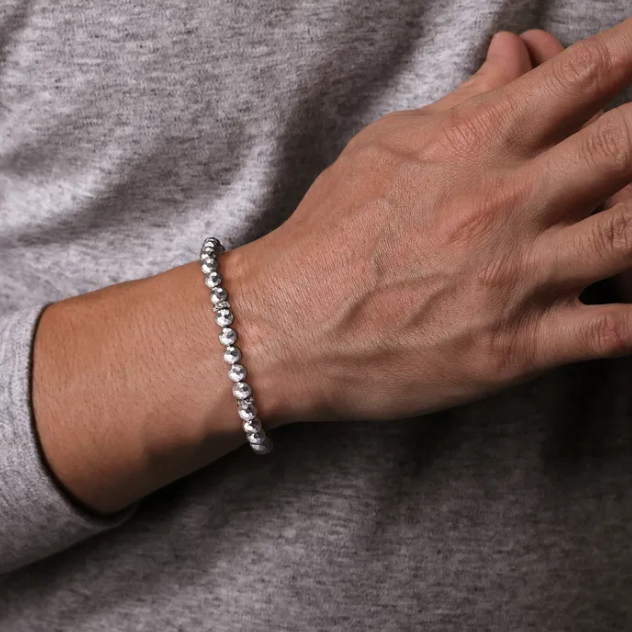 Sterling Silver Men’s Faceted Bead Bracelet 8″ Bracelets 2