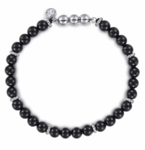 Sterling Silver Men’s Beaded Bracelet with Black Onyx 8″ Bracelets 4