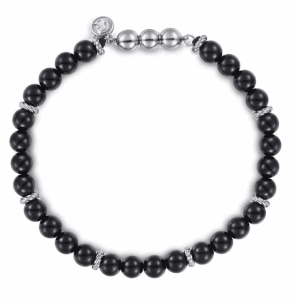 Sterling Silver Men’s Beaded Bracelet with Black Onyx 8″ Bracelets 7