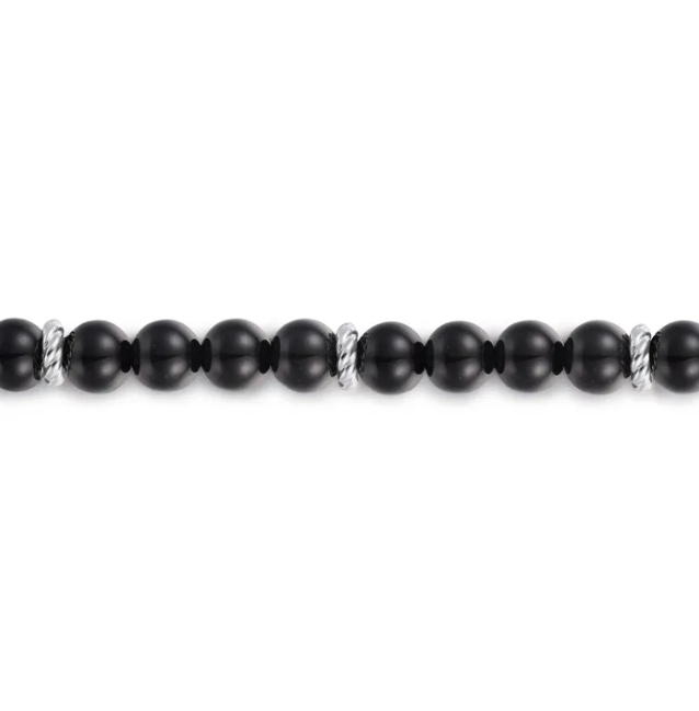 Sterling Silver Men’s Beaded Bracelet with Black Onyx 8″ Bracelets 3