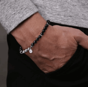 Sterling Silver Men’s Beaded Bracelet with Black Onyx 8″ Bracelets 5