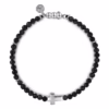 Men’s Sterling Silver Cross Charm Bracelet with Beaded Black Onyx 8″ Bracelets 10