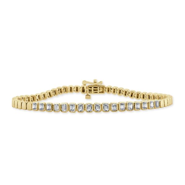 14K Yellow Gold Bracelet with 1.67ctw Emerald Cut Diamonds 7″ Bracelets 3