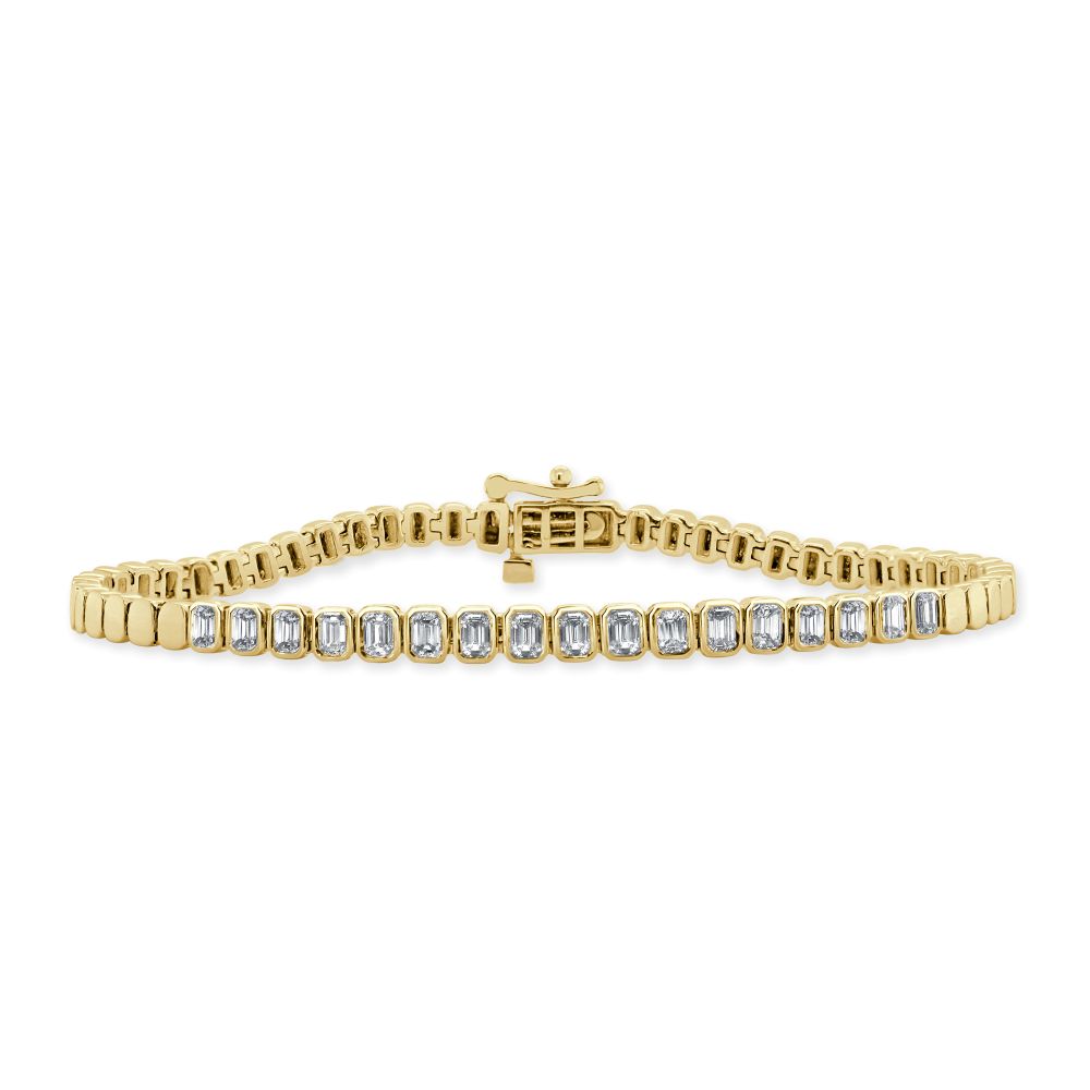 14K Yellow Gold Bracelet with 1.67ctw Emerald Cut Diamonds 7″ Bracelets