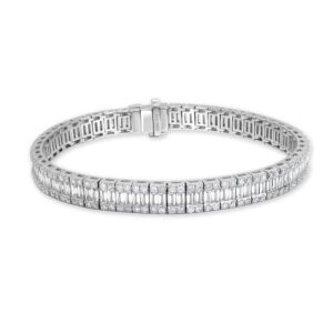 18K White Gold Bracelet with 9.07ctw Baguette & Round Diamonds 7.25