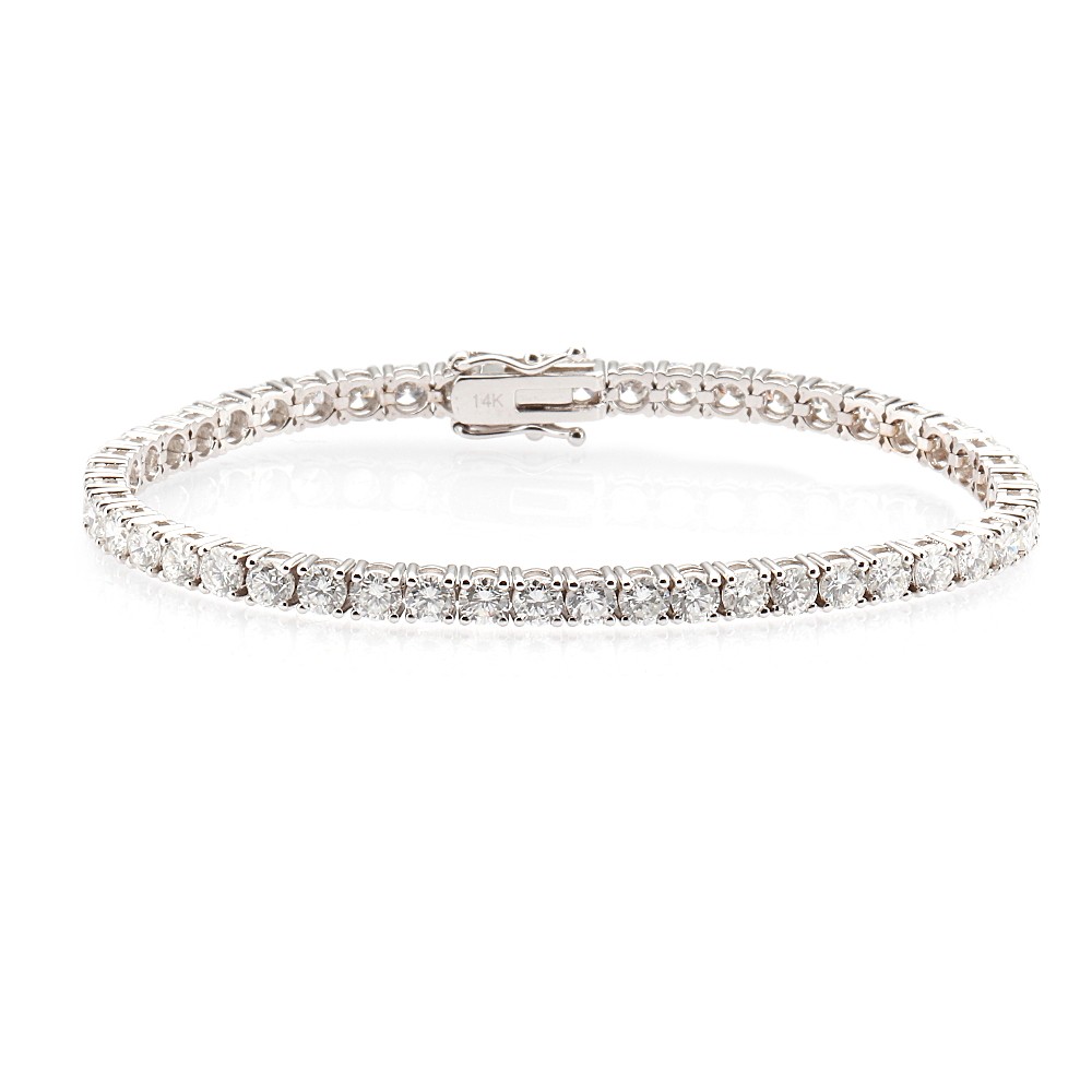 14K White Gold Tennis Bracelet with 8.17ctw Round Diamonds 7″ Bracelets