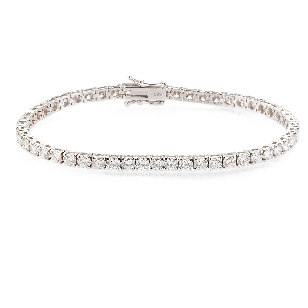 14K White Gold Tennis Bracelet with 5.32ctw Round Diamonds 7″ Bracelets