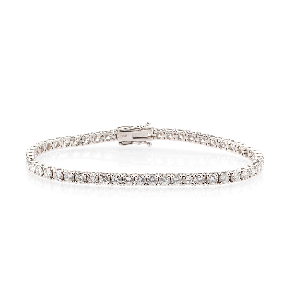 14K White Gold Tennis Bracelet with 6.16ctw Round Diamonds 7″ Bracelets