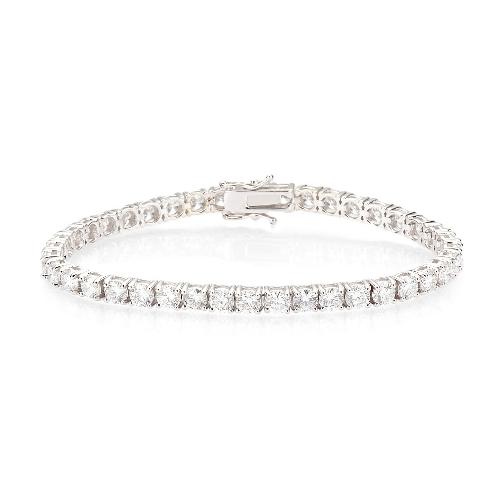 14K White Gold Tennis Bracelet with 12.69ctw Lab-Grown Round Diamonds 8″ Bracelets