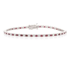 14K White Gold Tennis Bracelet with 1.56ctw Rubies & 1.04ctw Diamonds 7