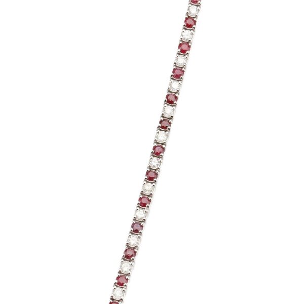 14K White Gold Tennis Bracelet with 1.56ctw Rubies & 1.04ctw Diamonds 7″ Bracelets 6