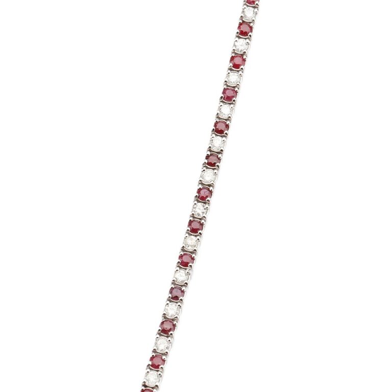 14K White Gold Tennis Bracelet with 1.56ctw Rubies & 1.04ctw Diamonds 7″ Bracelets 4