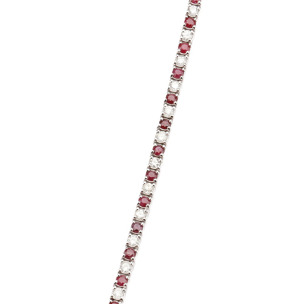 14K White Gold Tennis Bracelet with 1.56ctw Rubies & 1.04ctw Diamonds 7″ Bracelets 2