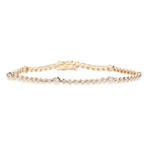 14K Yellow Gold Bezel Tennis Bracelet with 2.56ctw Round Diamonds 7