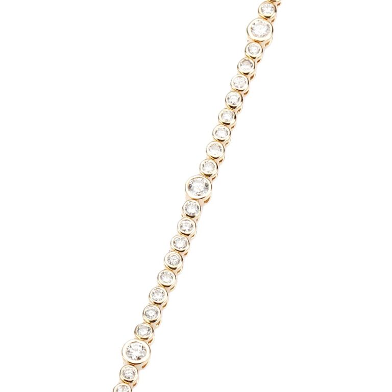 14K Yellow Gold Bezel Tennis Bracelet with 2.56ctw Round Diamonds 7″ Bracelets 4