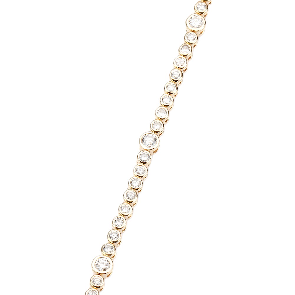 14K Yellow Gold Bezel Tennis Bracelet with 2.56ctw Round Diamonds 7″ Bracelets 2