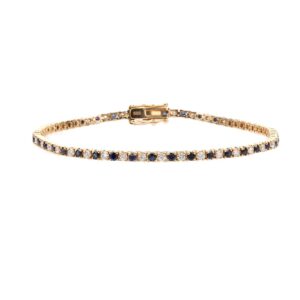 14K Yellow Gold Tennis Bracelet with 1.52ctw Blue Sapphires & 1.20ctw Diamonds 7