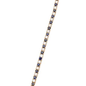 14K Yellow Gold Tennis Bracelet with 1.52ctw Blue Sapphires & 1.20ctw Diamonds 7