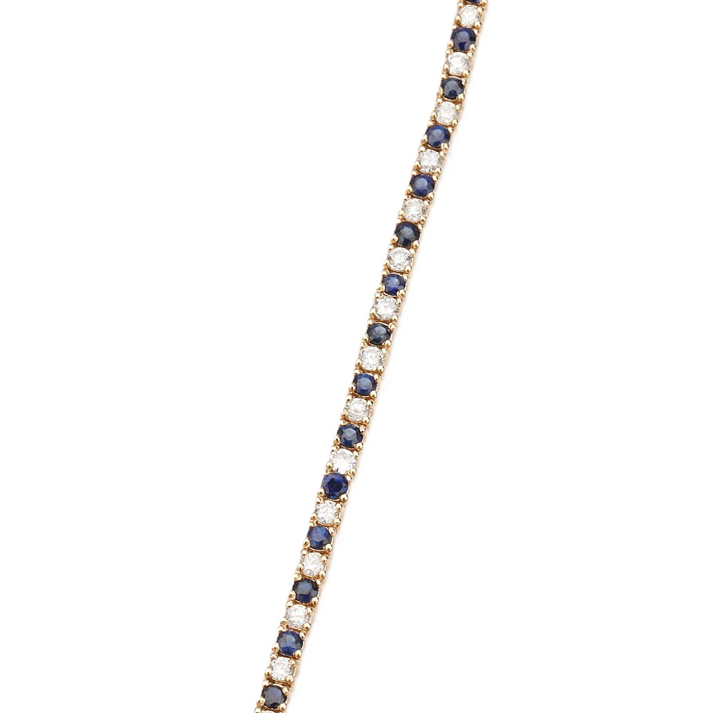 14K Yellow Gold Tennis Bracelet with 1.52ctw Blue Sapphires & 1.20ctw Diamonds 7″ Bracelets 2