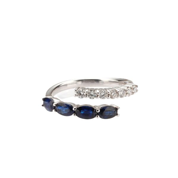 14K White Gold Bypass Ring with 1.50ctw Oval Blue Sapphires & .45ctw Round Diamonds Size 6.5 Fine Jewelry 5