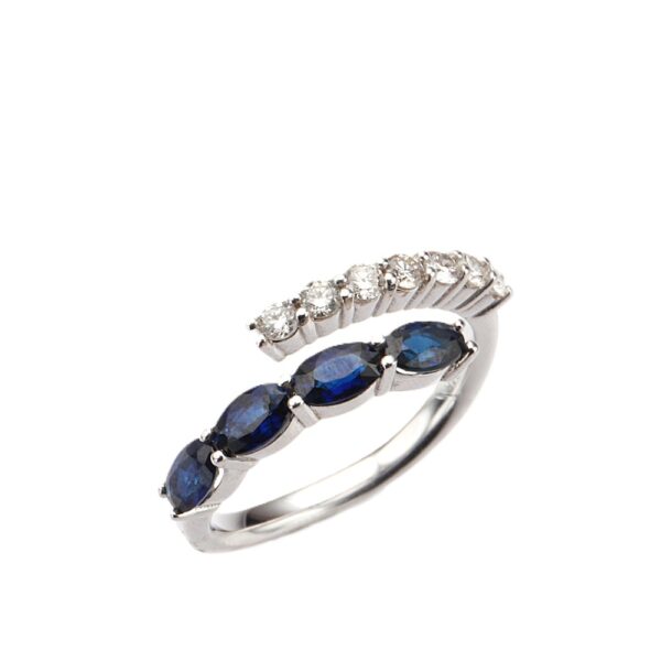 14K White Gold Bypass Ring with 1.50ctw Oval Blue Sapphires & .45ctw Round Diamonds Size 6.5 Fine Jewelry 6