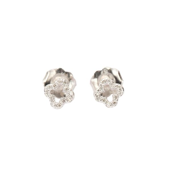 14K White Gold Studs with .08ctw Round Diamonds Earrings 5