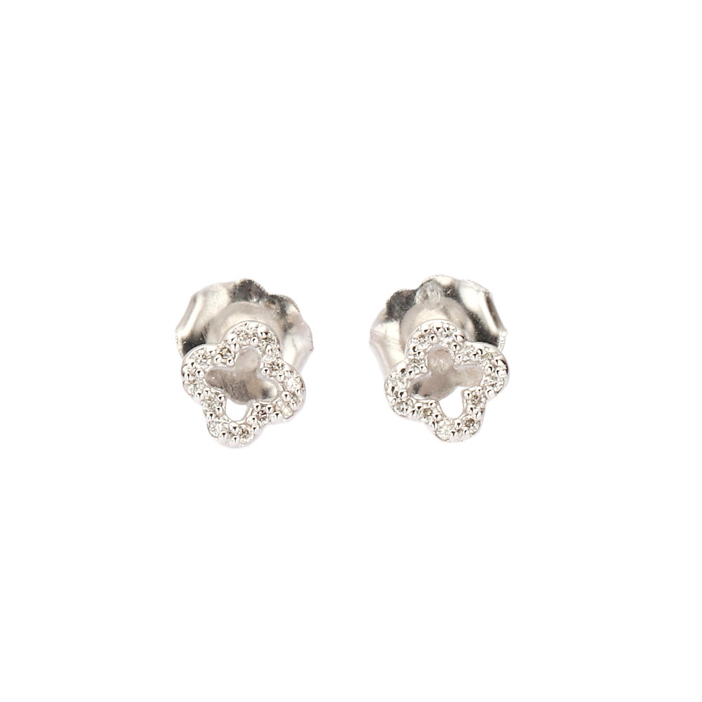 14K White Gold Studs with .08ctw Round Diamonds Earrings