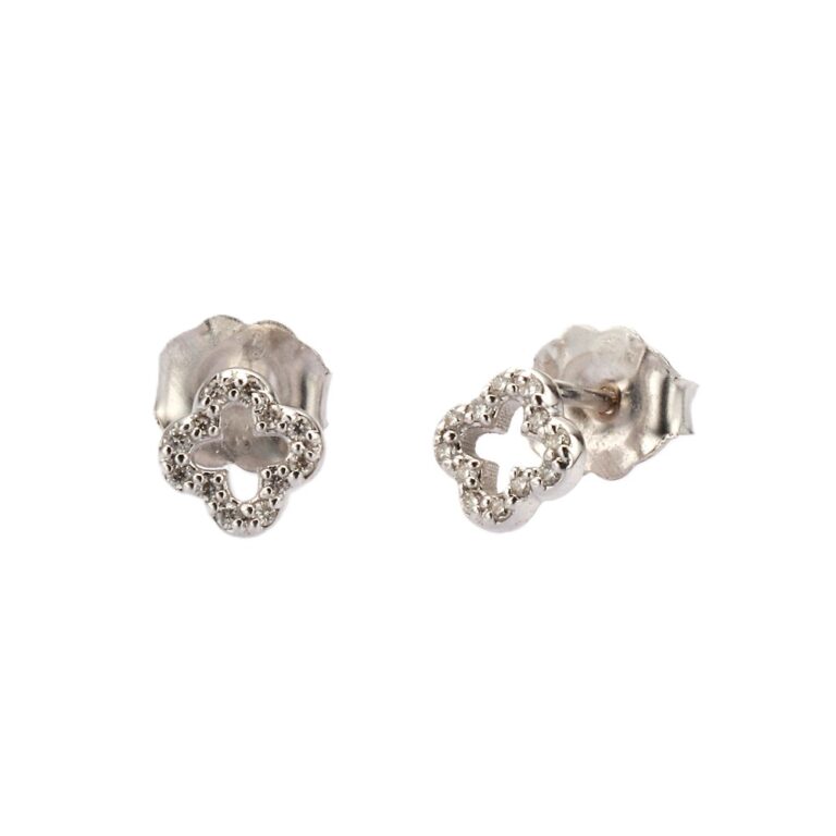 14K White Gold Studs with .08ctw Round Diamonds Earrings 4