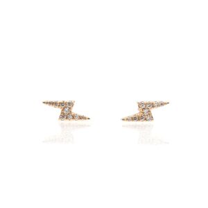 14K Yellow Gold Lightning Bolt Studs with .08ctw Diamonds