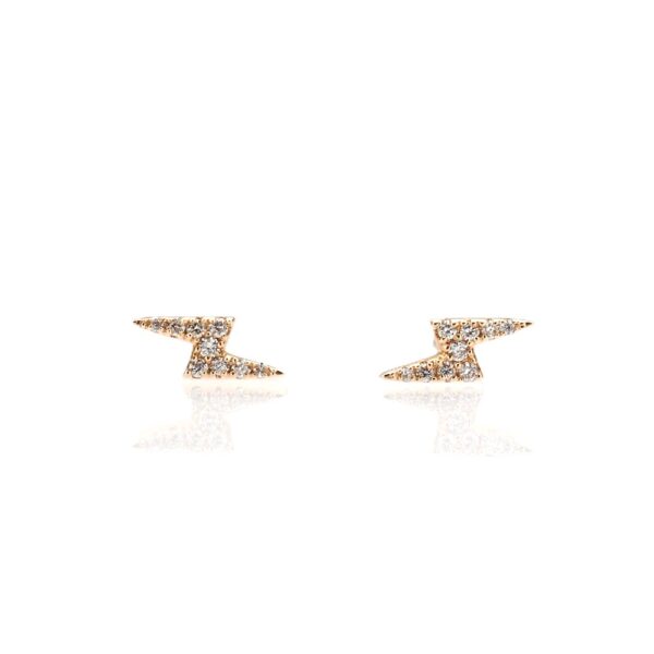 14K Yellow Gold Lightning Bolt Studs with .08ctw Diamonds Earrings 5