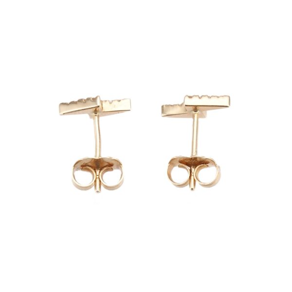 14K Yellow Gold Lightning Bolt Studs with .08ctw Diamonds Earrings 6
