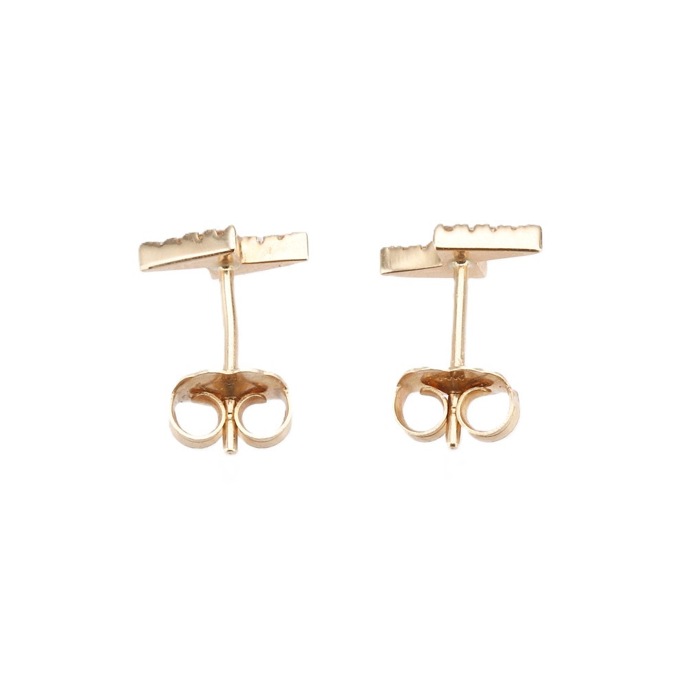 14K Yellow Gold Lightning Bolt Studs with .08ctw Diamonds Earrings 2