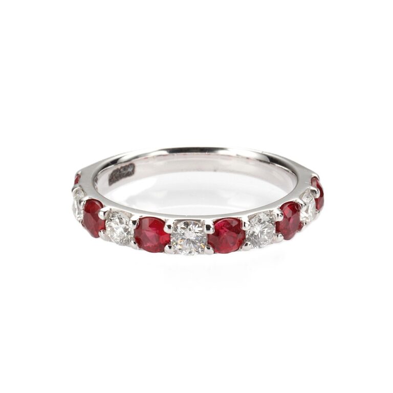 14K White Gold Anniversary Ring with 1.10ctw Rubies & .65ctw Diamonds Size 6.5 Fine Jewelry 3