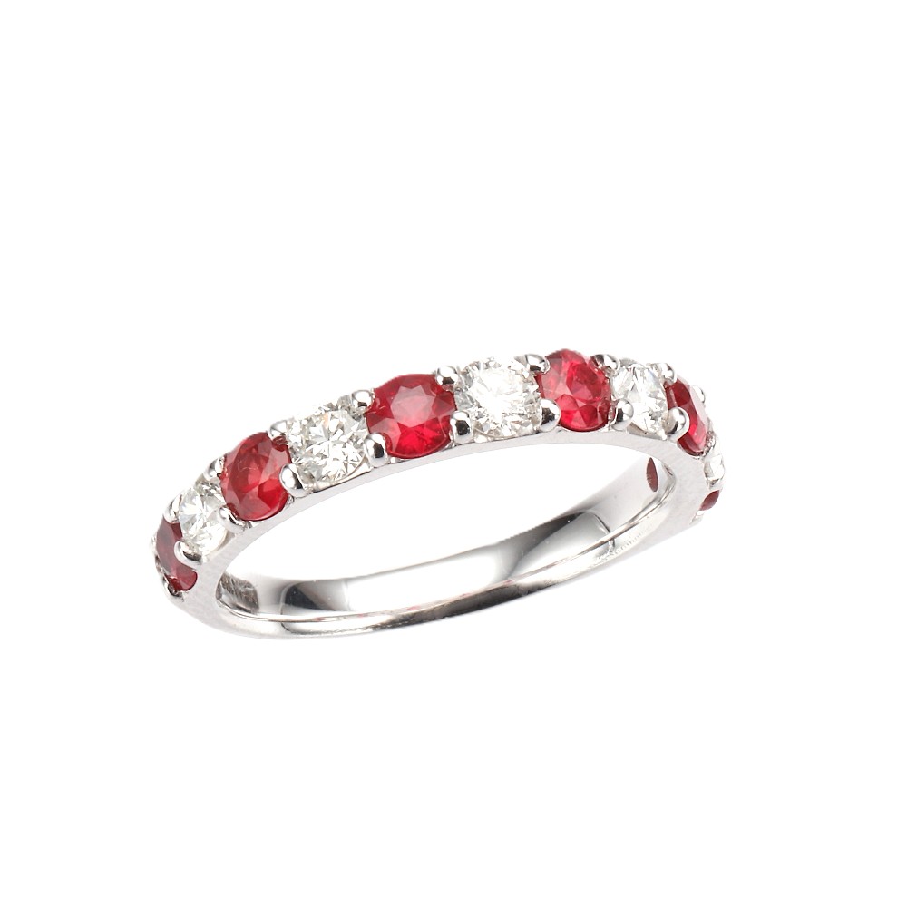 14K White Gold Anniversary Ring with 1.10ctw Red Rubies & .65ctw Diamonds Size 6.5 Fine Jewelry 2