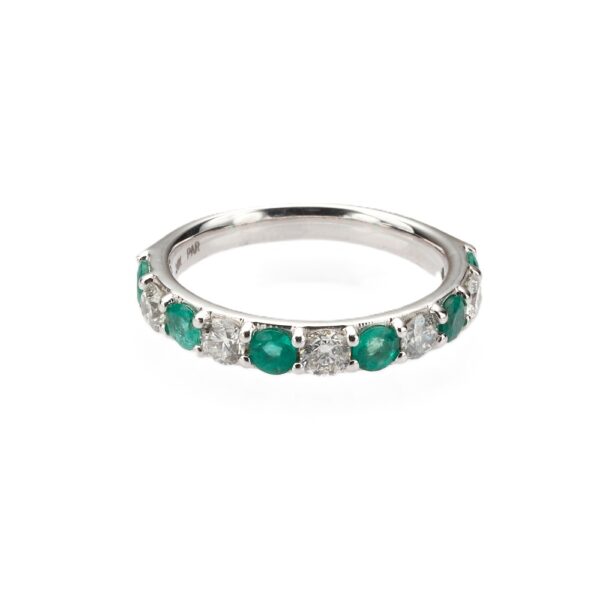 14K White Gold Anniversary Ring with .85ctw Green Emeralds & .65ctw Diamonds Size 6.5 Fine Jewelry 5