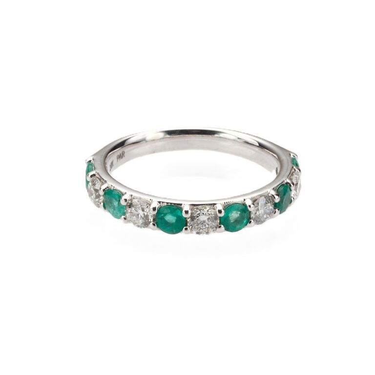 14K White Gold Anniversary Ring with .85ctw Emeralds & .65ctw Diamonds Size 6.5 Fine Jewelry 3