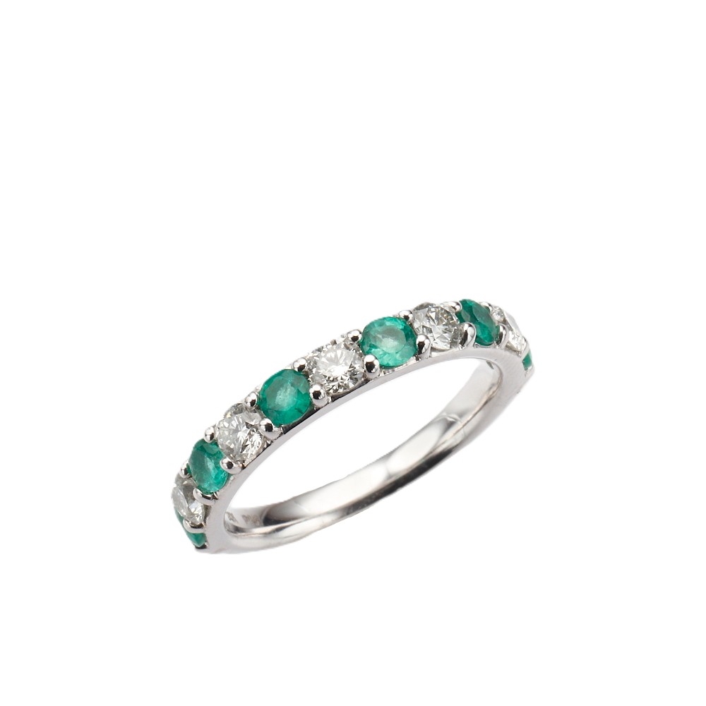14K White Gold Anniversary Ring with .85ctw Green Emeralds & .65ctw Diamonds Size 6.5 Fine Jewelry 2