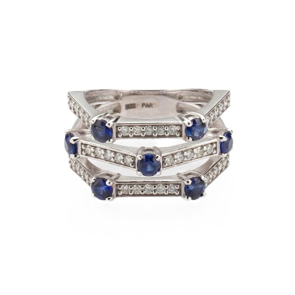 14K White Gold Ring with 1.40ctw Blue Sapphires & .65ctw Diamonds Size 6.5 Fine Jewelry 5