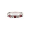 14K White Gold Ring with .50ctw Square Rubies & .30ctw Round Diamonds Size 6.5 Fine Jewelry 7