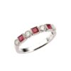 14K White Gold Ring with .50ctw Square Rubies & .30ctw Round Diamonds Size 6.5 Fine Jewelry 8