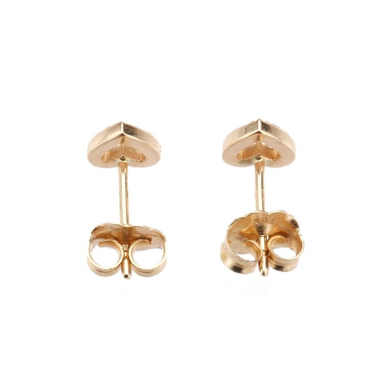 14K Yellow Gold Heart Studs with .10ctw Diamonds Earrings 4