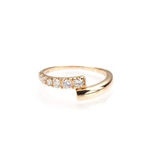 14K Yellow Gold Bypass Ring with .50ctw Diamonds Size 6.75
