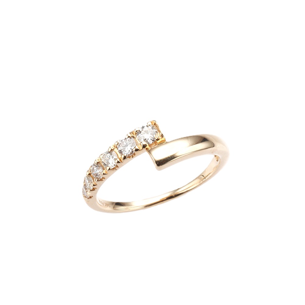 14K Yellow Gold Bypass Ring with .50ctw Diamonds Size 6.75 Fine Jewelry 2